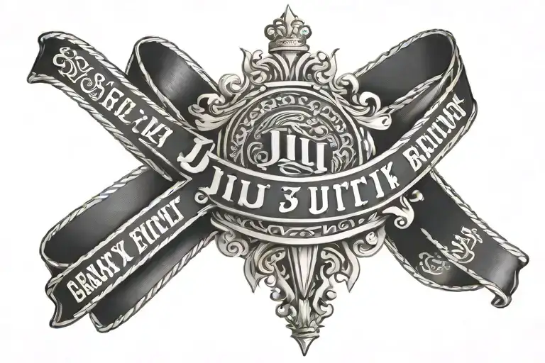 Jiu Jitsu Belt Around The Crown Text Inside