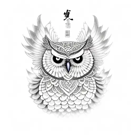 An Owl Wearing A Traditional Japanese Kimono