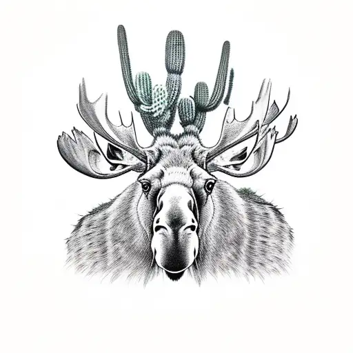 Moose With Saguaro Cactus For Antlers