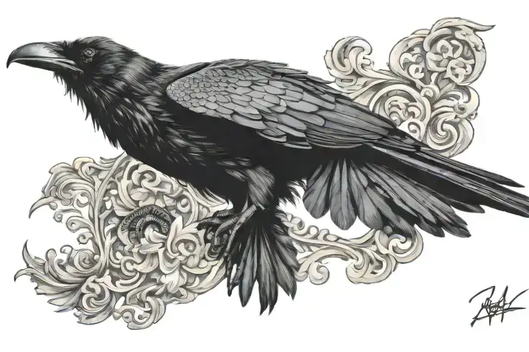 Raven Flying To The Left With Feet Exposed