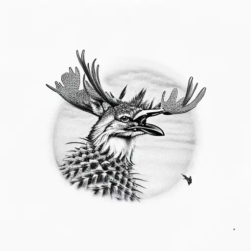 Roadrunner Atop A Moose In The Arizona Desert Surrounded By Saguaro Cactus