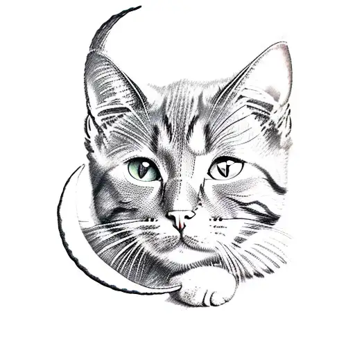 Cat In Crescent Moon