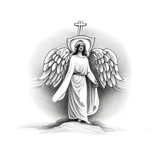 Angel Of God Carrying A Cross