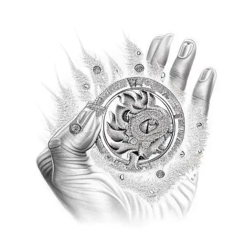 Money And Diamonds With A Hand In Fire