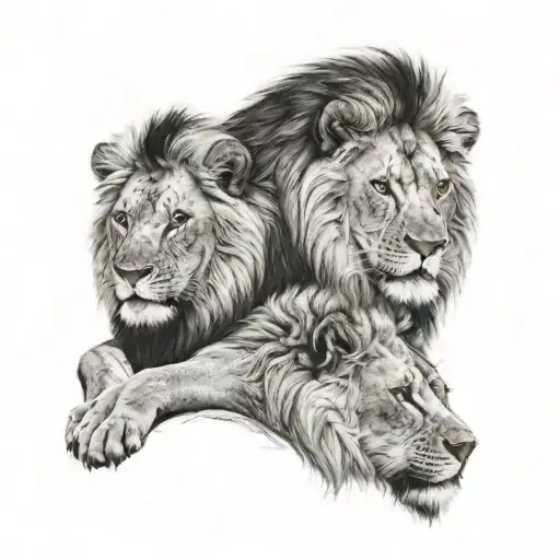I Want A Lion Whose Face Is Divided Into 2 Lions Who Are Best Friends