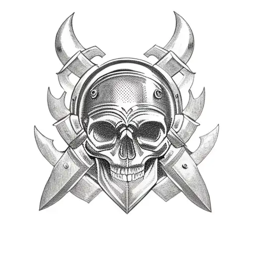 A Skull Wearing A Viking Helmet