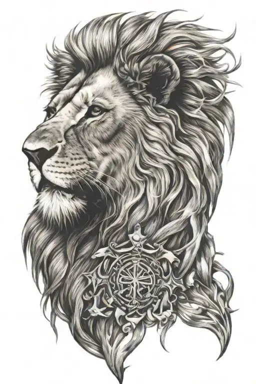 Lion Head With Christian Cross