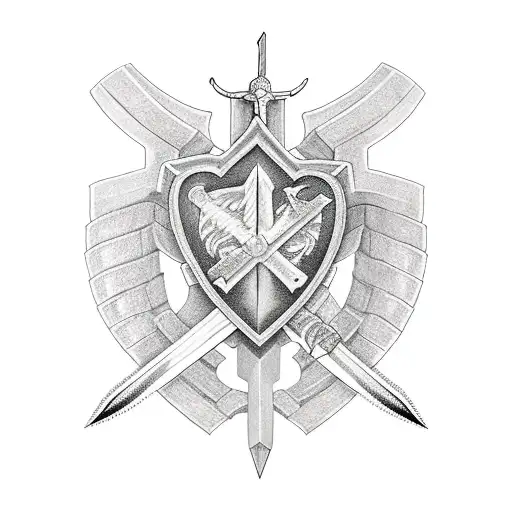 Sword And Shield Protecting Heart