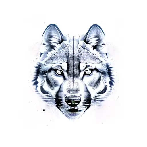 A Realistic Panther Face With A Realistic Wolf Face Merged Together