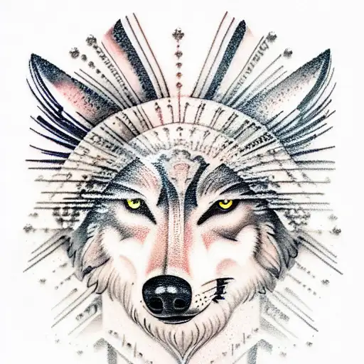 Wolf With Trevi Fountain