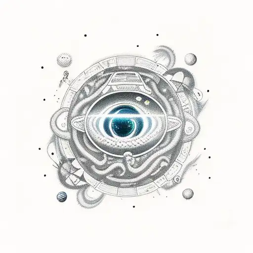 Space Theme With Astronaut And Black Hole