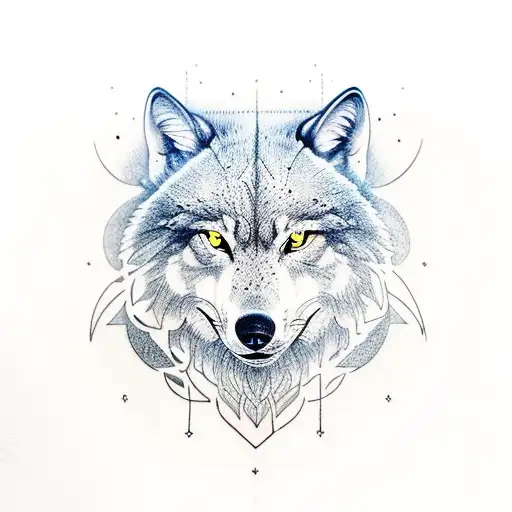 Mountain Water Tree Wolf Circular