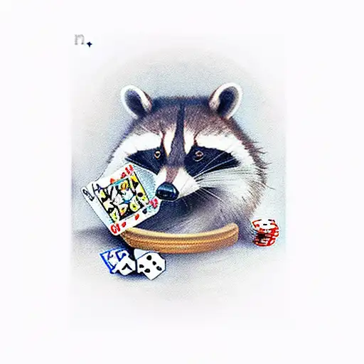 Racoon Play Poker With Card In His Hnds