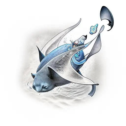 The Cat In The Hat Riding A Reef Manta Ray