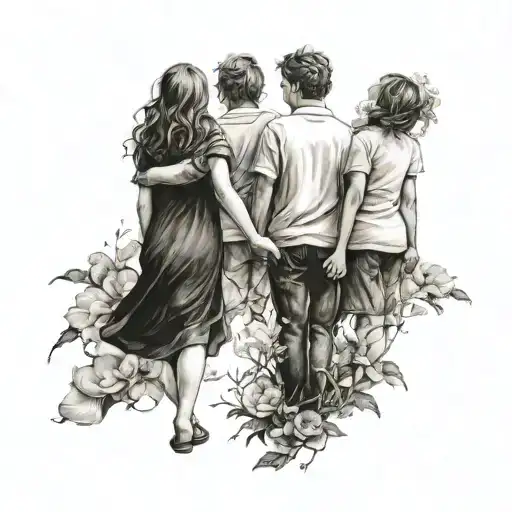 Two Sisters And On Brother Hold The Hand