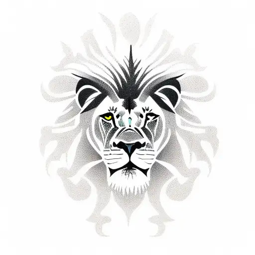 African Sunset With Lion And Tree