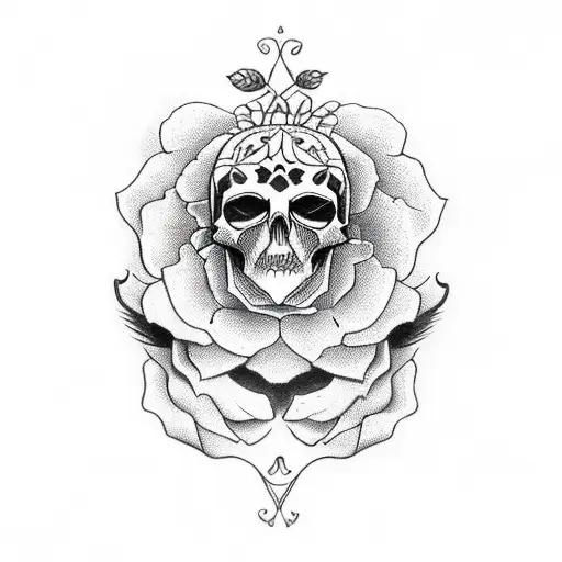 Crow With Skull And Roses