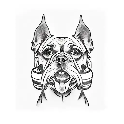 A Sketch Style Tattoo Of A Dog Holding A Beer Mug And A Passport