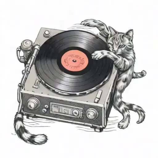Cat And Vinyl Record Spinning Records
