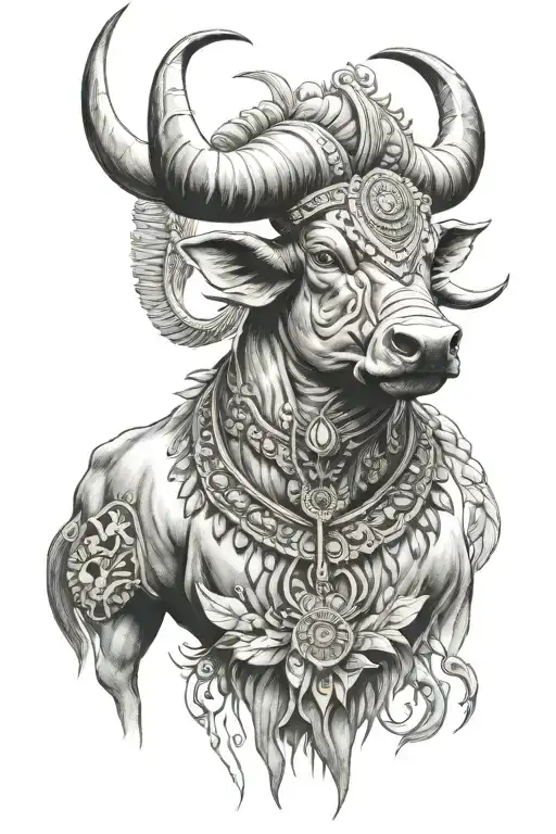 Indian Bull With Trishul Trident
