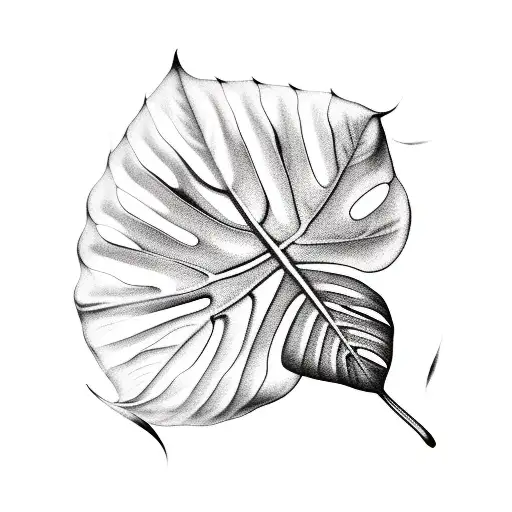 A Single Leaf Of Monstera Deliciosa