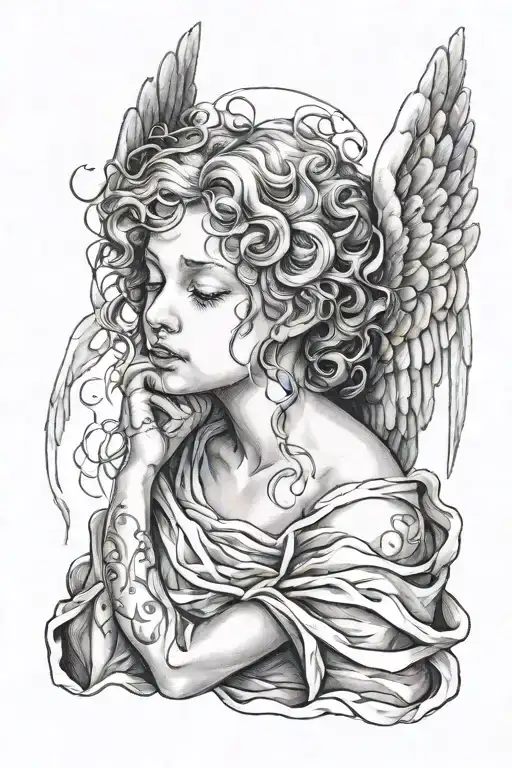 Angel Crying With Eyes Closed
