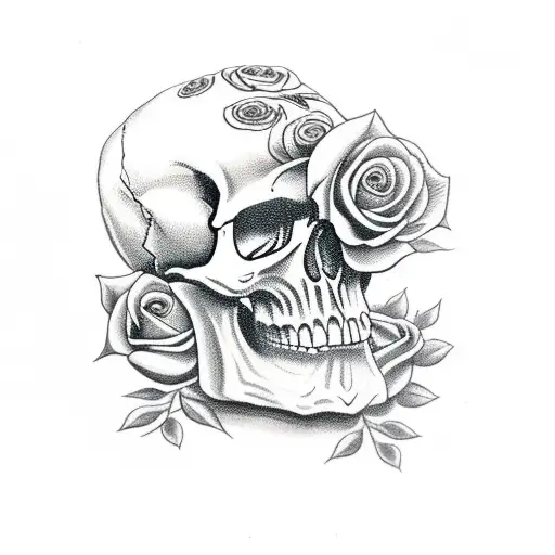 Skull With Red Roses