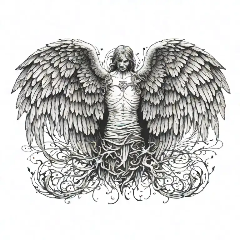 Long Angel Wings Spread Wings