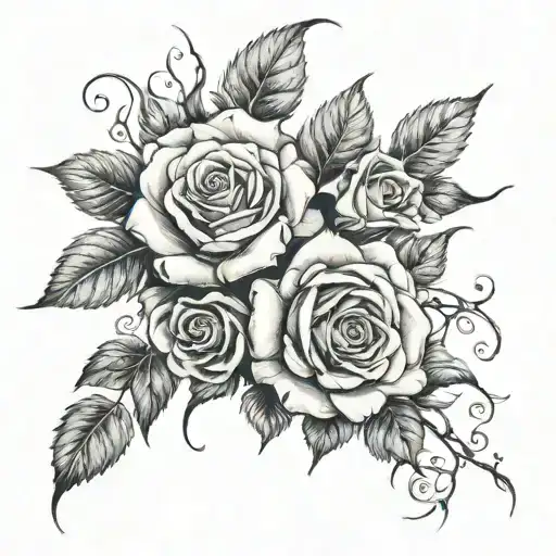 Shaded Roses Spread Out On A Vine Wrapping Around Arm Sleeve