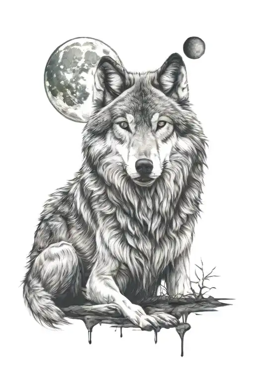 Wolf And Moon
