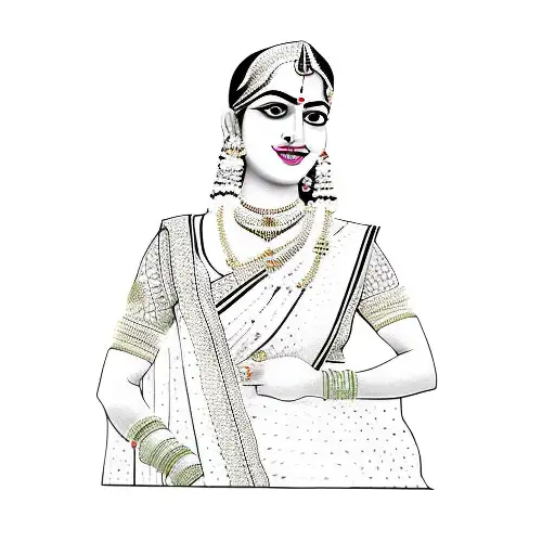 An Indian Woman In A Pink Sari With Krishna Significance