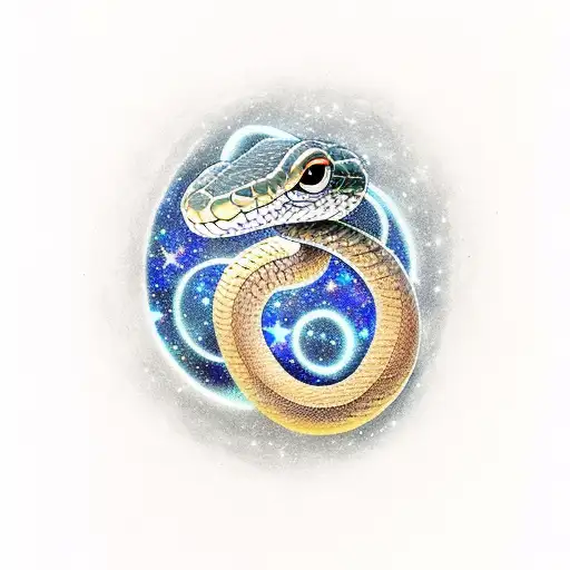 Snake With Galaxy Print With Dotwork