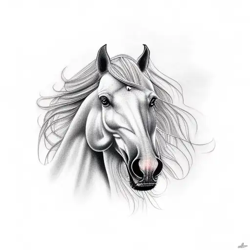 Realistic Portrait Of A Horse's Head