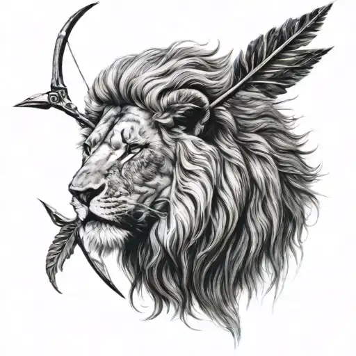 Lion With Arrow In Back Looking Away
