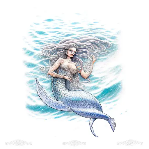 A Majestic Mermaid Swimming In The Depths Of The Ocean