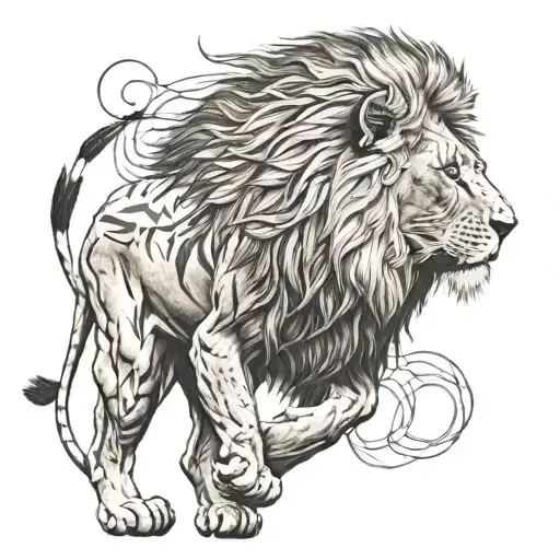Lion With Arrows In Its Back Looking Forward