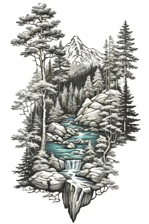 Mountain River Valley Forest Landscape