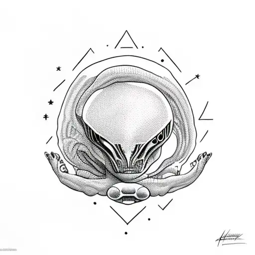 Alien Holding Up Rock Hands