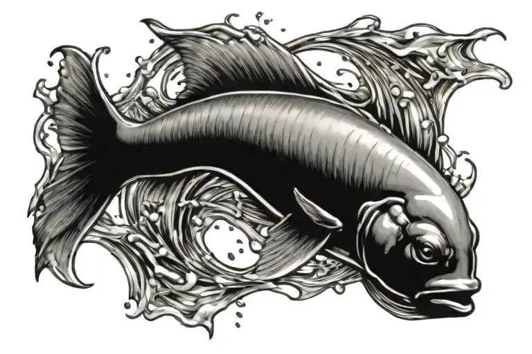 Pisces Sign With Coi Fish Swimming Around It Bracelet Design With Water Splashes