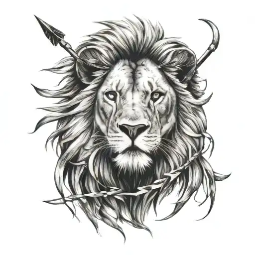 Lion With Arrows In Back Looking Away