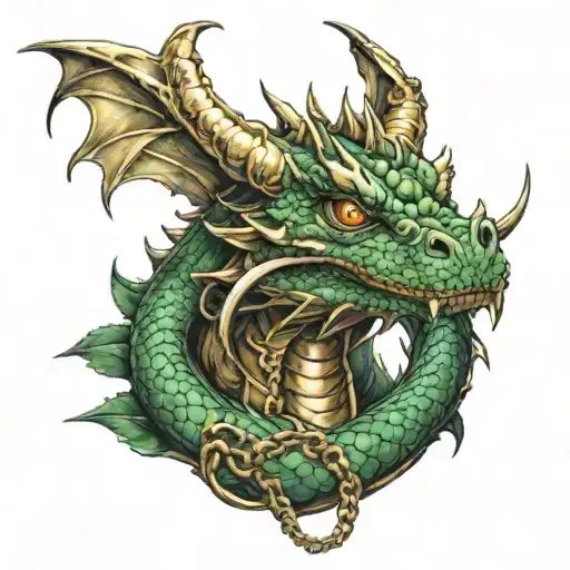 Dragon Wrapped In Gold Chain Smoking Weed