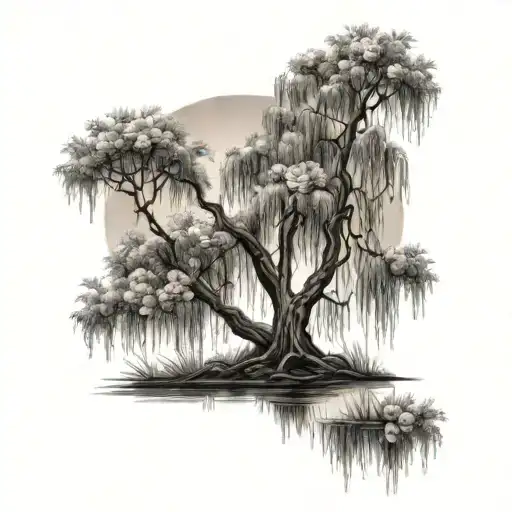 Weeping Willow Tree With Roses