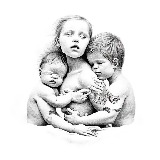 Baby Angels Holding Each Other