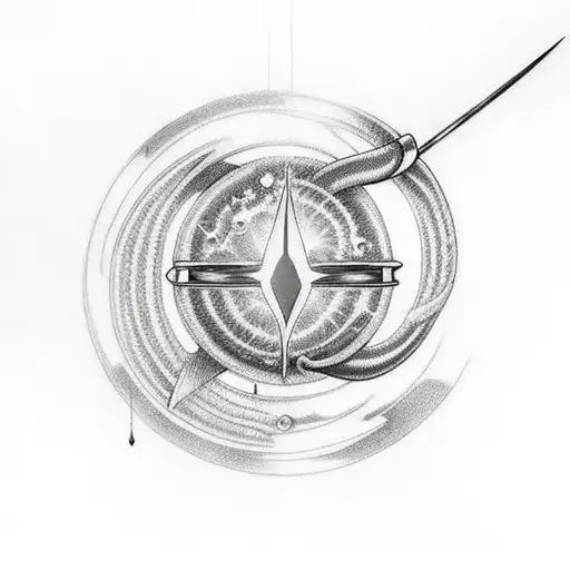 Sword Piercing A Planet With Rings