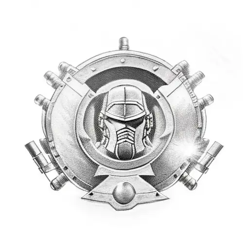 Soldier With Modern Body Armor And Spartan Shield And Spear