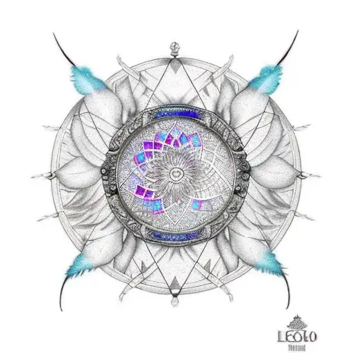 Moon Crescent Dream Catcher Crystals And Feathers