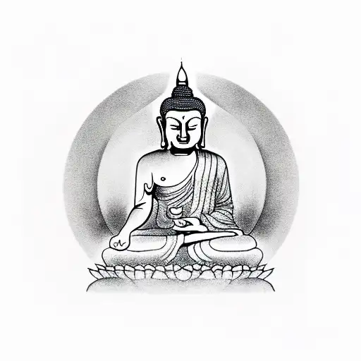 Meditating Buddah Under Bodhi Tree