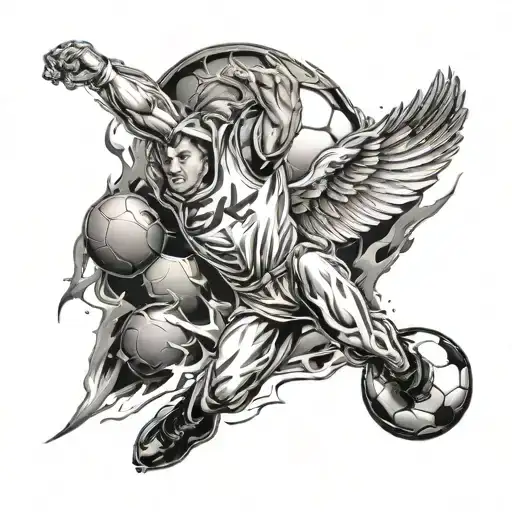 Thunderbolt Tattoo With Football