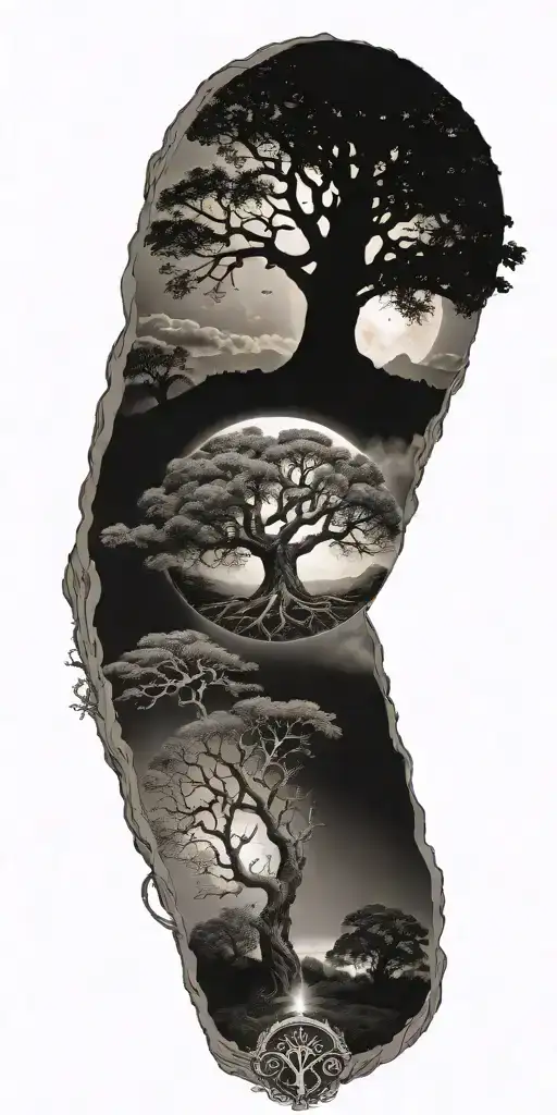 Tree Of Life With Heaven And Hell Symbology