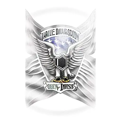 Harley Davidson Eagle With American Flag